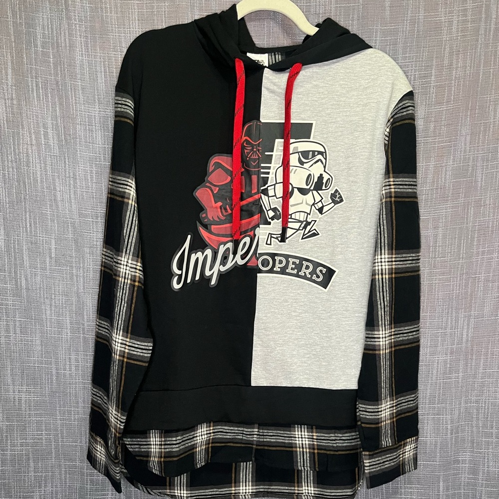 Star Wars Plaid Flannel Hooded Long Sleeve Shirt